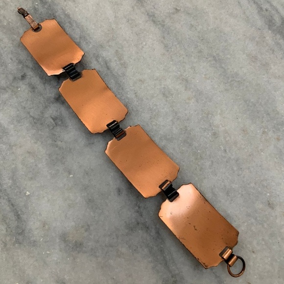 VTG Burnished Copper Bracelet Abstract Floral - Picture 5 of 7